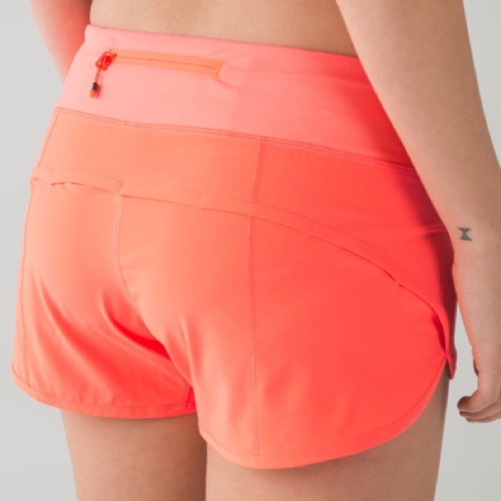 Lululemon Run Speed Short Very Light Flare Orange Size 6